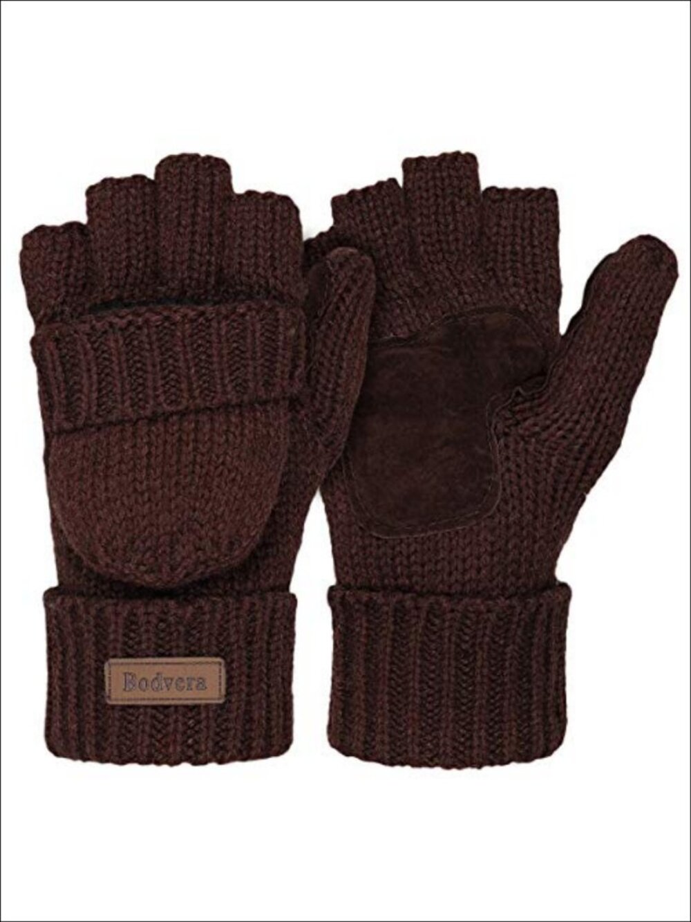 Wool Fingerless Texting Gloves Convertible Mittens Winter Warm Knit